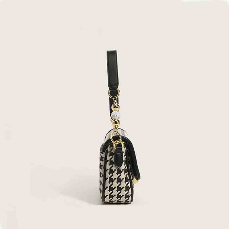 Houndstooth Print Shoulder Bag