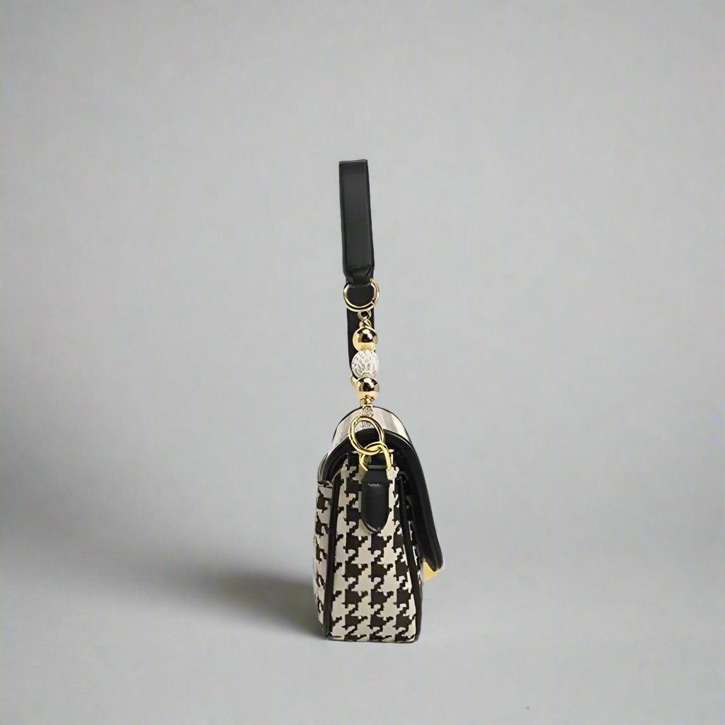 Houndstooth Print Shoulder Bag