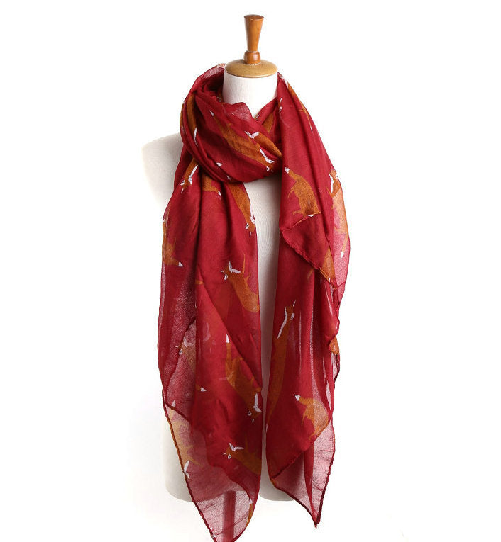 Grey Voile Fox Scarf