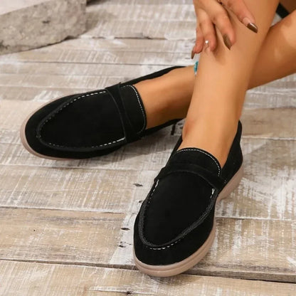 Leather Nude Suede Flats Shoes Women Loafers Spring Autumn Walk Moccasin Metal Lock Tassel Soft Sole Mules Causal Slip on Shoes