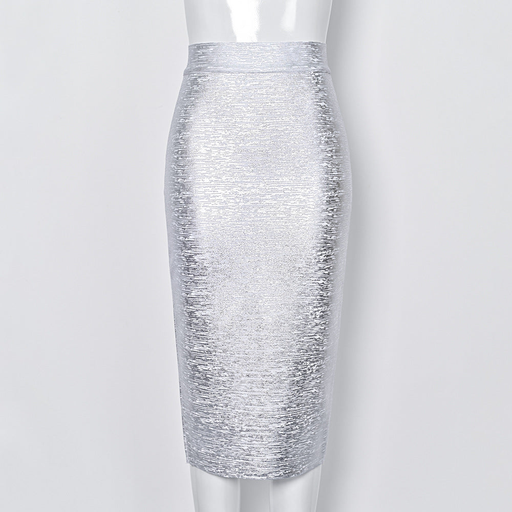 Split Metalic skirt