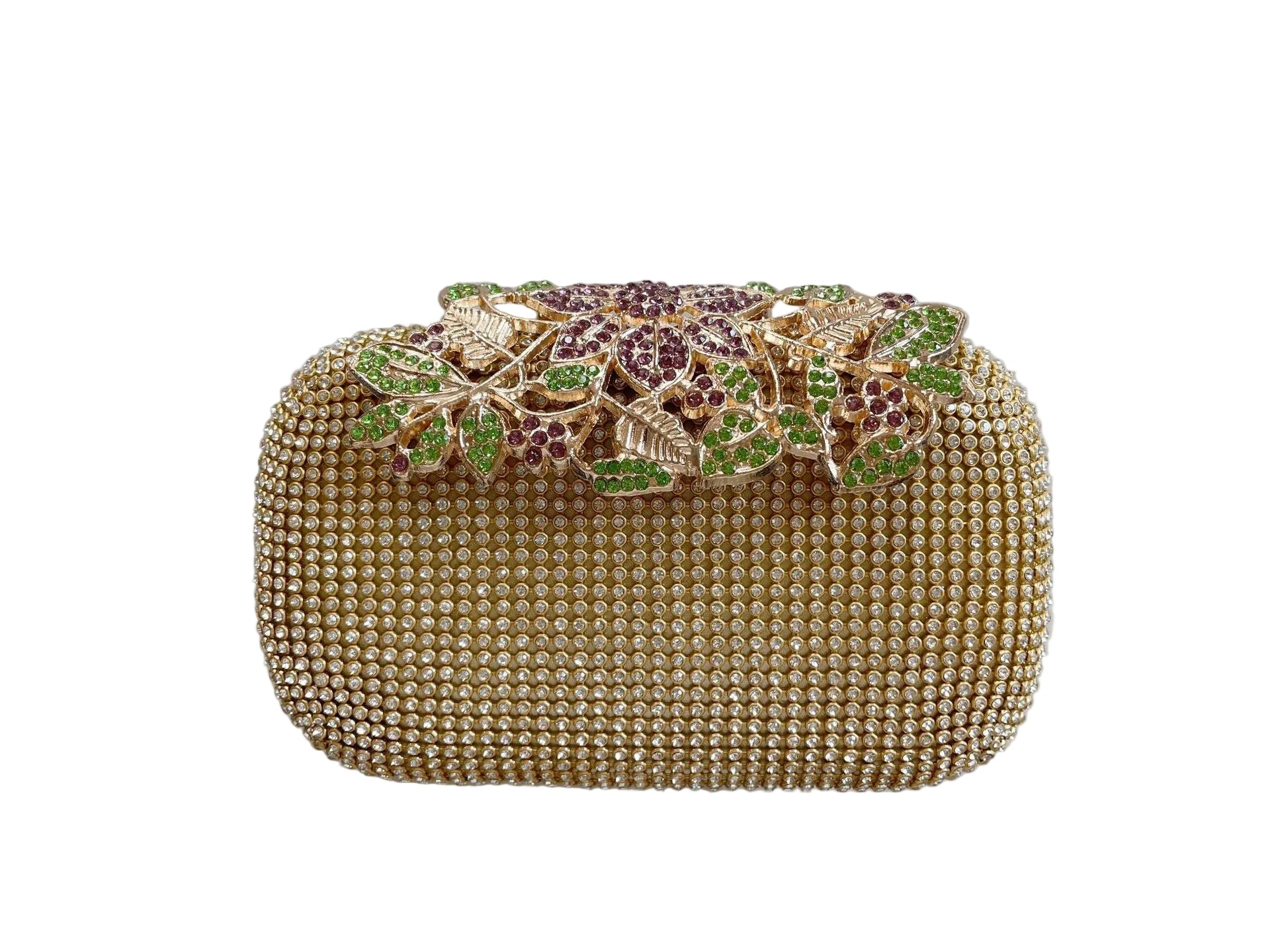 Leaf-shaped Flowers Diamond Dinner Clutch