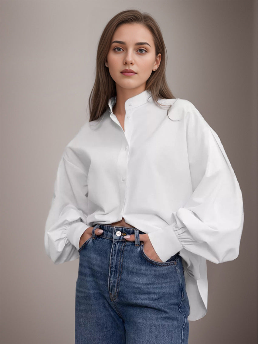 Women's Design Sense Lantern Sleeve Shirt Minority Fashion