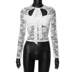 Long Sleeve Tied Lace Top