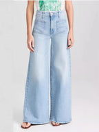 Wide Leg Flared Denim Pants
