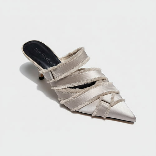 Pointed Toe Denim Mules