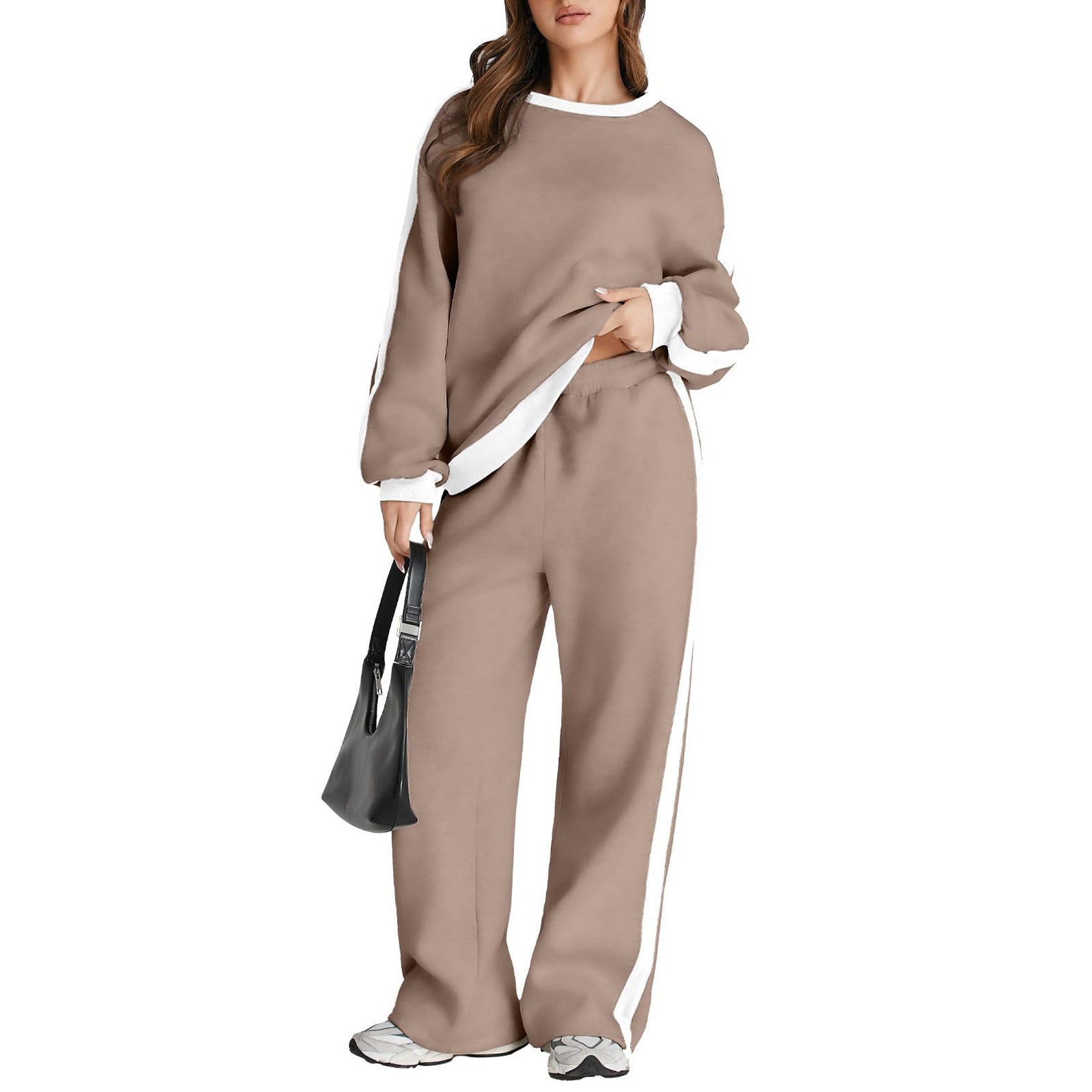 Trimming Pullover hoodie and sweatpants Set