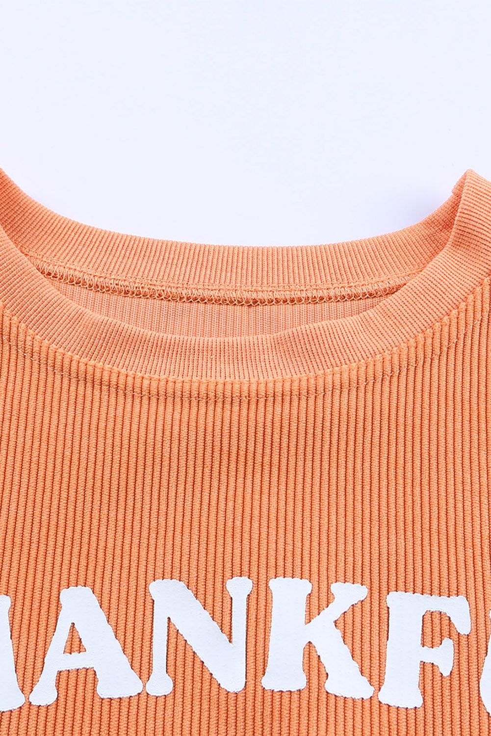 Orange Thanksgiving Thankful Casual Ribbed Corded Sweatshirt