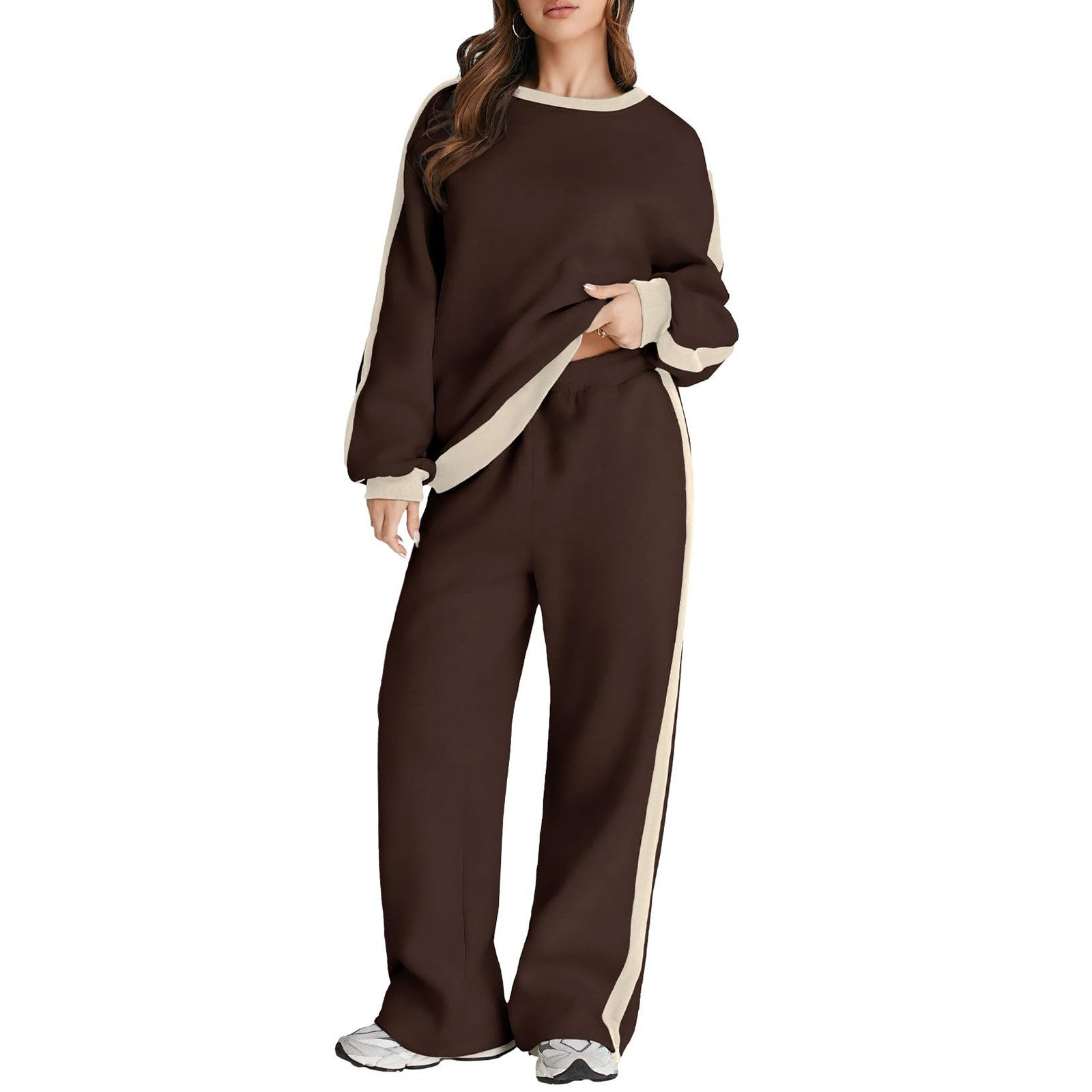Trimming Pullover hoodie and sweatpants Set