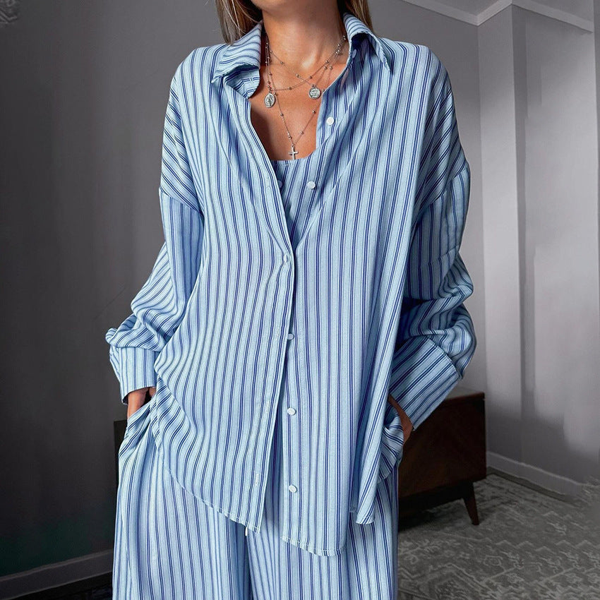 Striped 3 Piece Loungewear Set