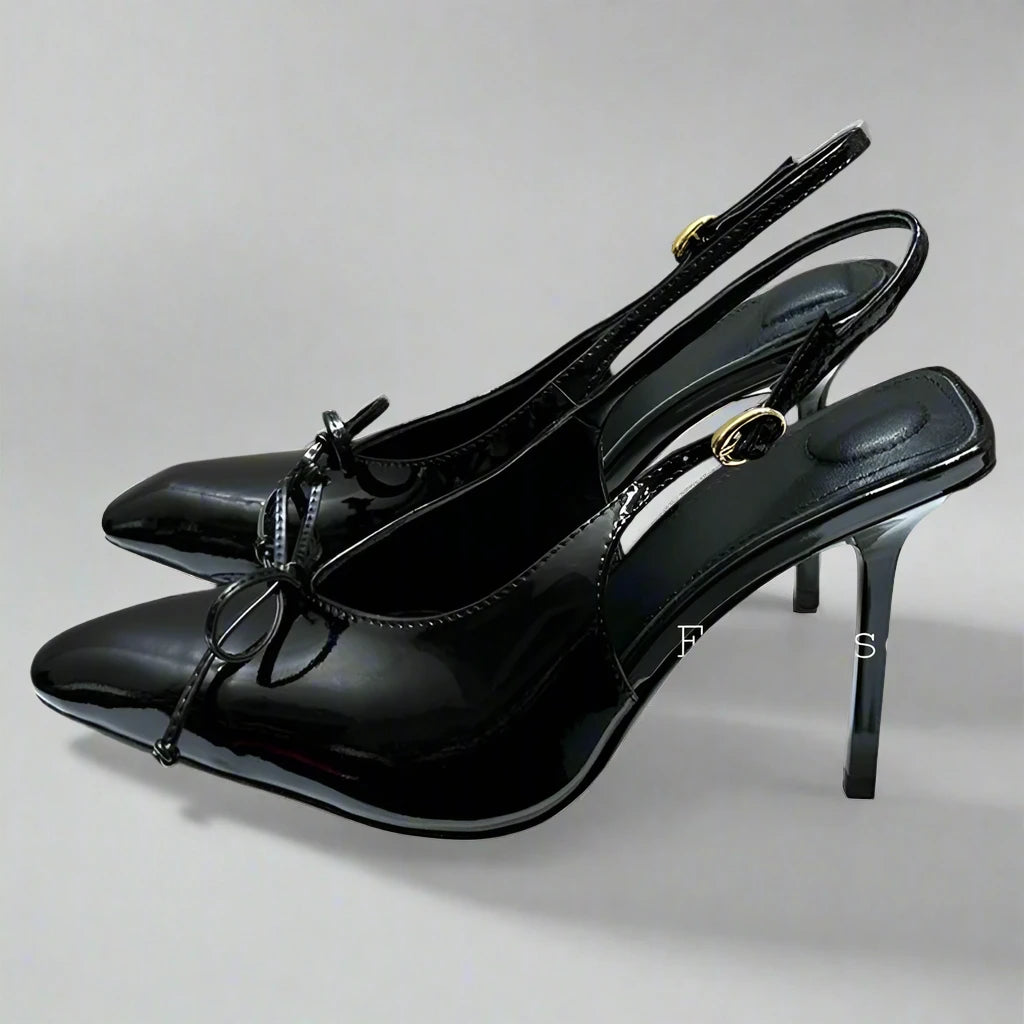 Black Slingbacks Heel Shoes