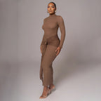 Fashionable Long-Sleeve Pleated Fitted Dress
