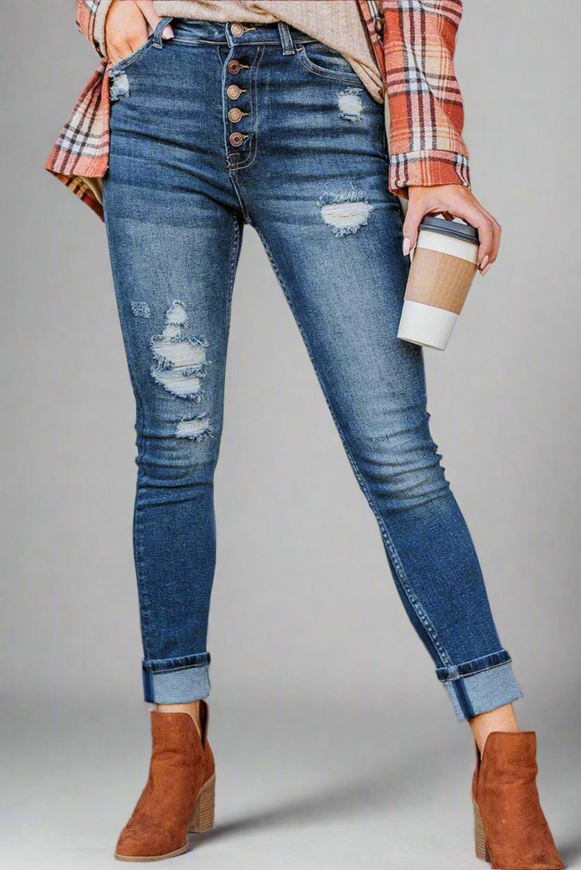 Blue Distressed Skinny Jeans