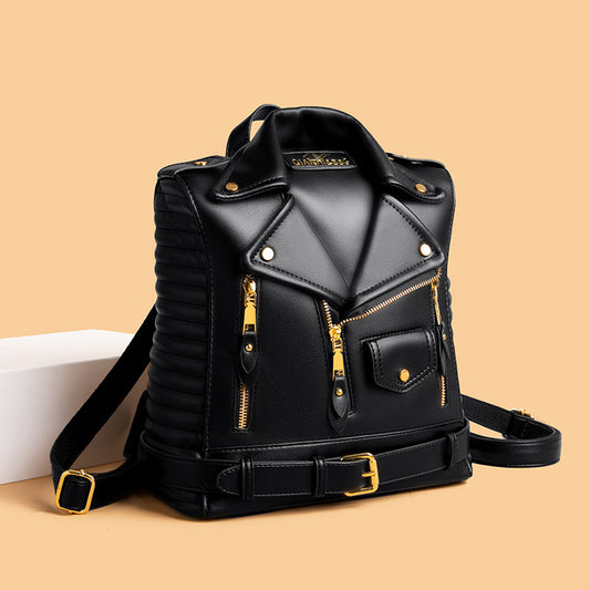 Soft Leather Jacket Trendy Wild Clothes Backpack