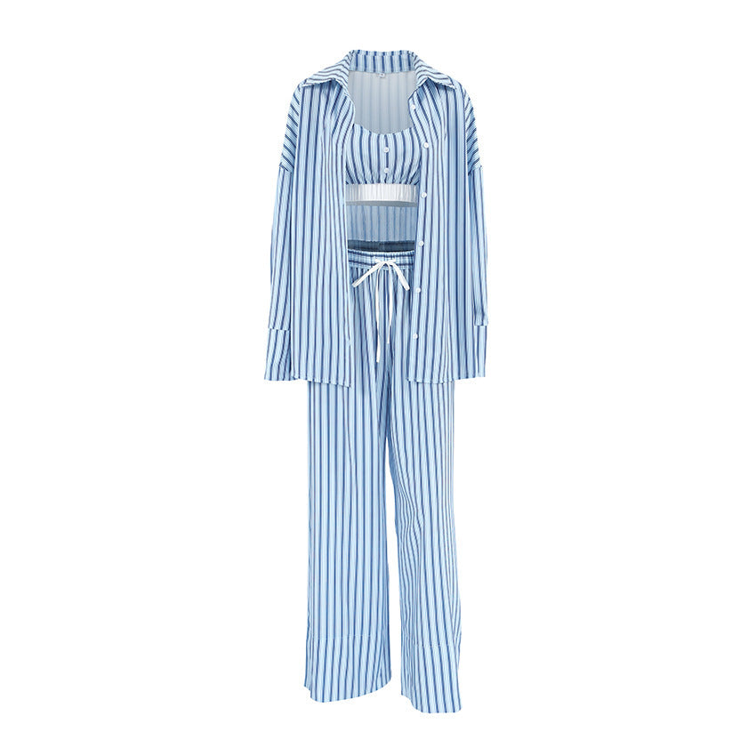 Striped 3 Piece Loungewear Set