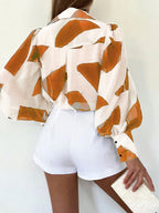 Animal Print Collar Blouse