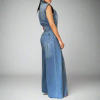 Wide Leg Denim Jumpsuit