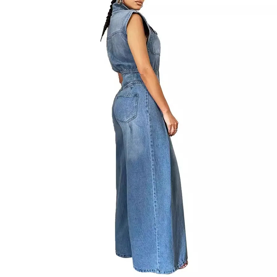 Women One Piece Denim Jumpsuit