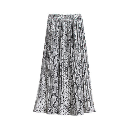 American Snake Print Pleated Skirt