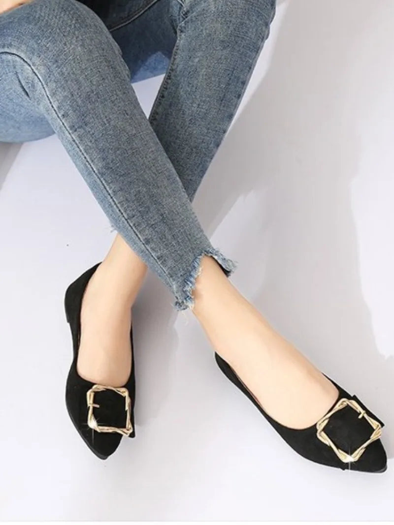 Women Pointed Shallow Flats Luxury Elegant Pumps Woman Loafers Autumn Moccasins Ballerinas Soft Casual Shoes Ladies Wholesale