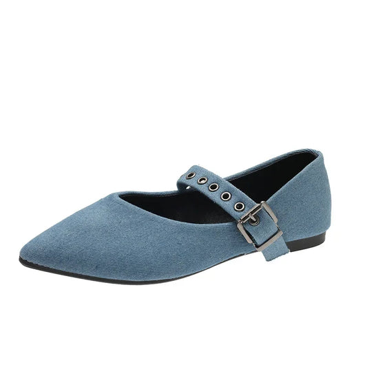 Flat Toe Denim Shoes