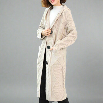 Yarn Twist Long Knitted Cardigan Coat