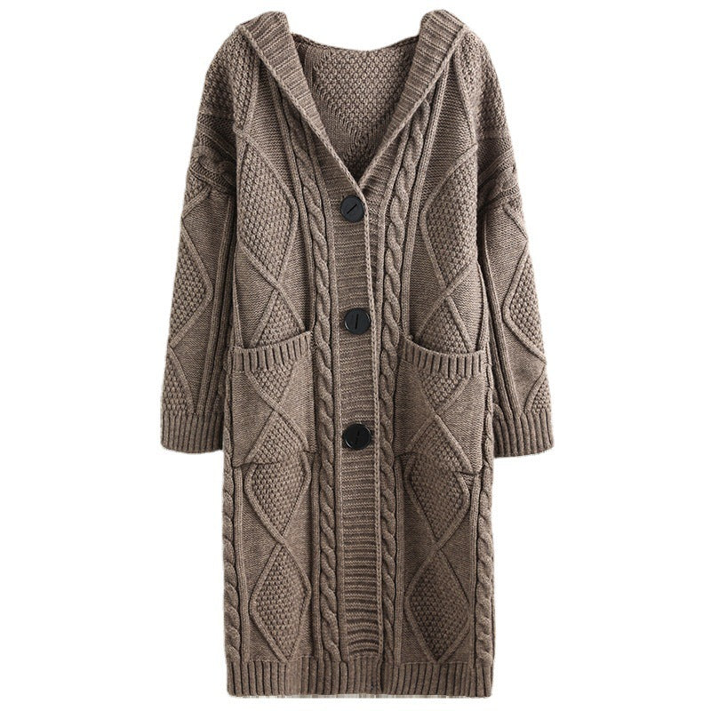 Yarn Twist Long Knitted Cardigan Coat