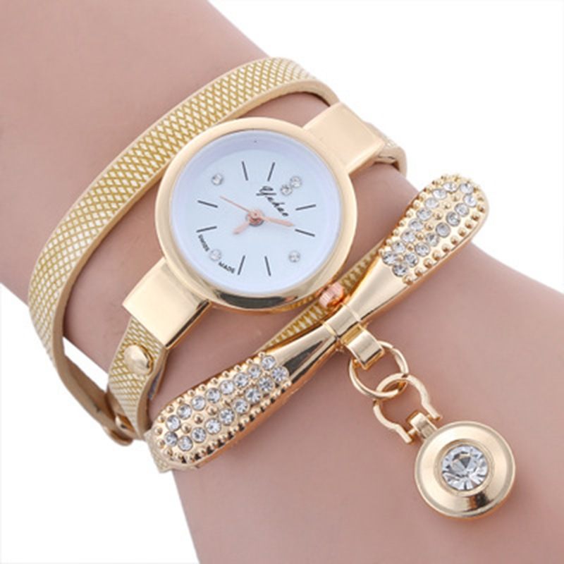 Rhinestone Quartz Casual Wrist Watch Set