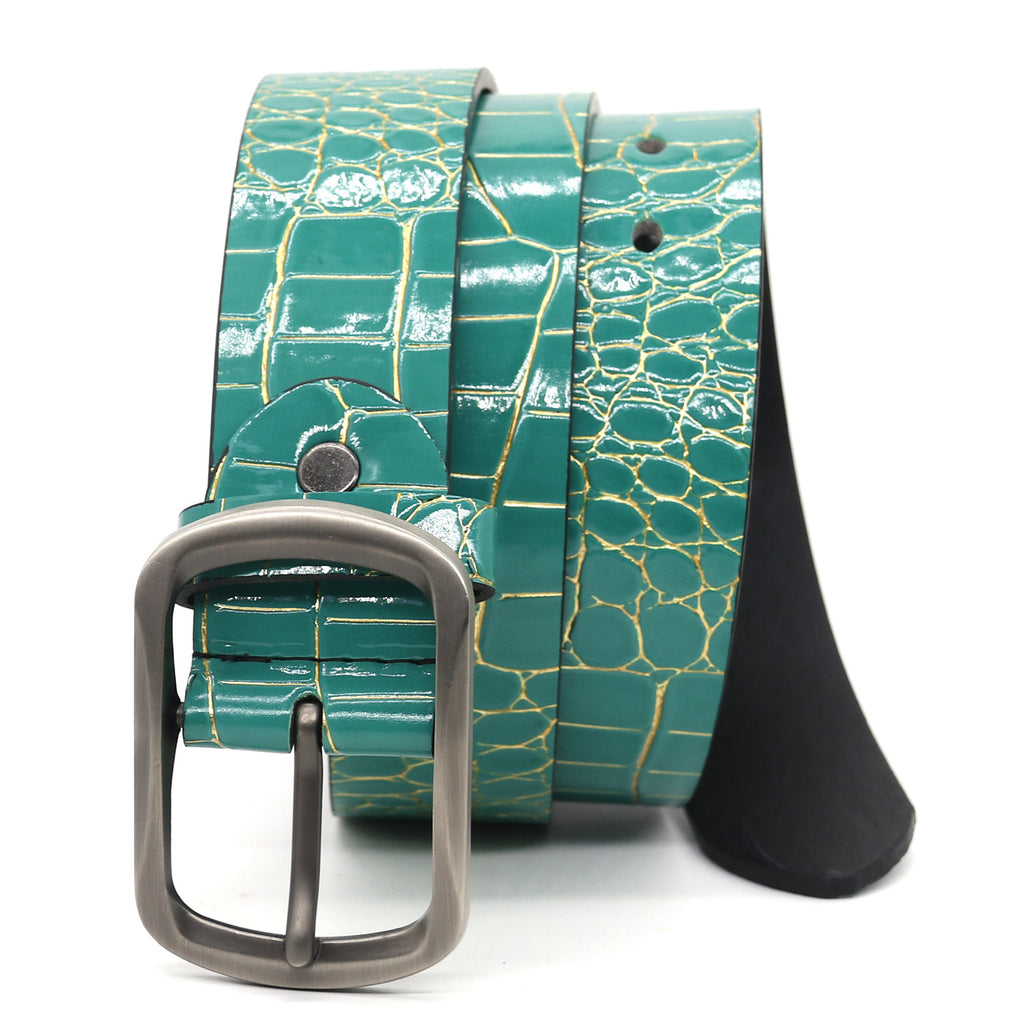 Crocodile Emboss PU Leather Pin Buckle Belt