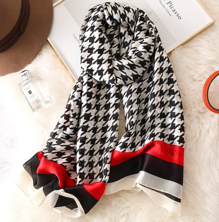 Silk Houndstooth Scarf