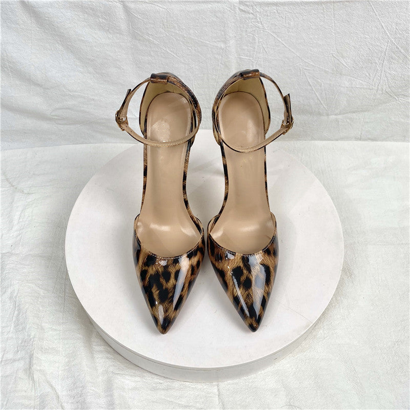 Leopard Print Shallow Mouth Heel Shoes