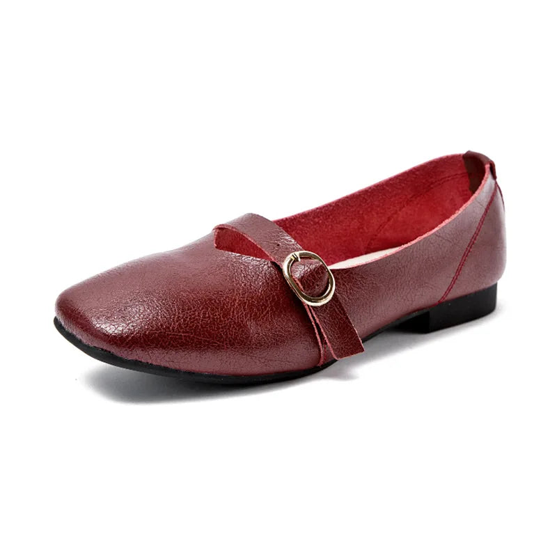 genuine leather flat shoes