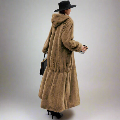 Hooded Long Fur Coat