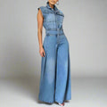 Wide Leg Denim Jumpsuit