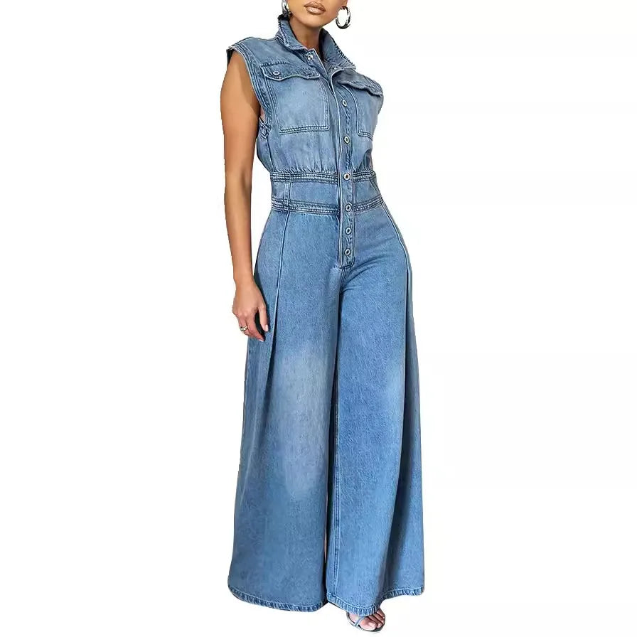 Women One Piece Denim Jumpsuit