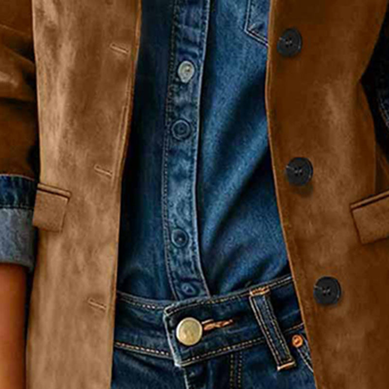 Plus Size Women's Solid Color Blazer Jacket