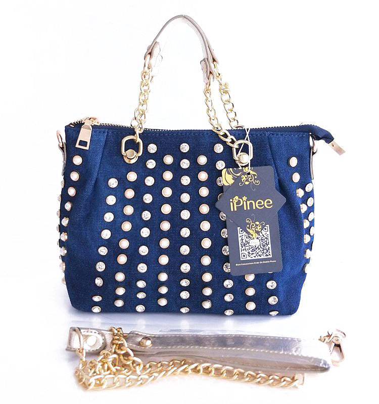 Cowgirl Diamond-studded Denim Messenger Handbag