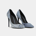 Patchwork Denim Stiletto Heels