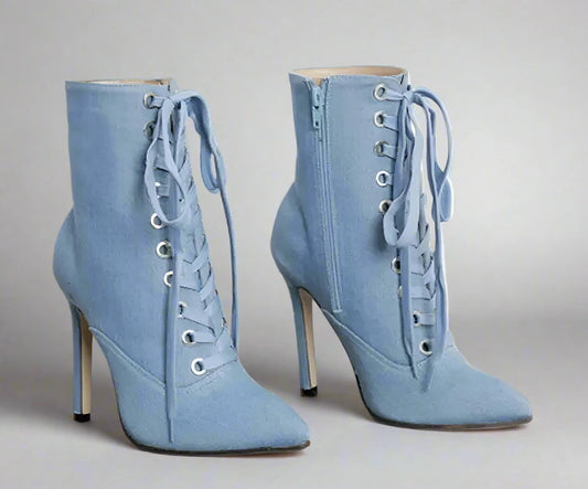 Blue Denim Short Ankle Boots