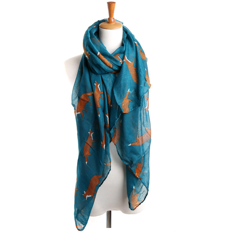 Grey Voile Fox Scarf