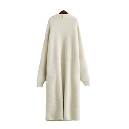 Beige genuine mink cashmere sweater coat