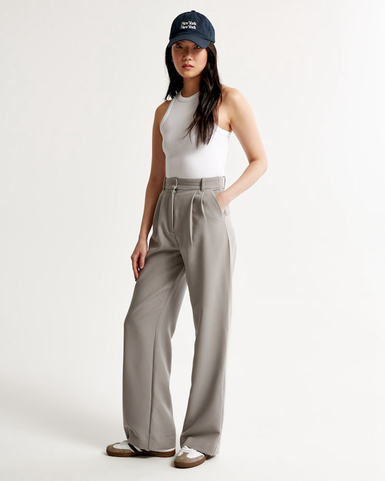 Wide-leg Casual Pocket Pants