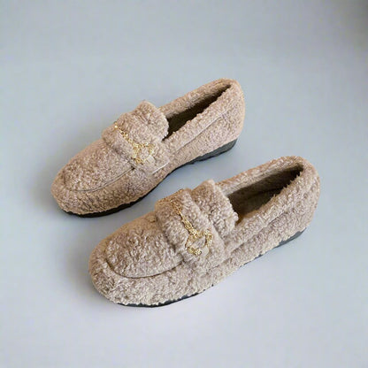 Fleece-lined Lamb Wool Loafer Shoes