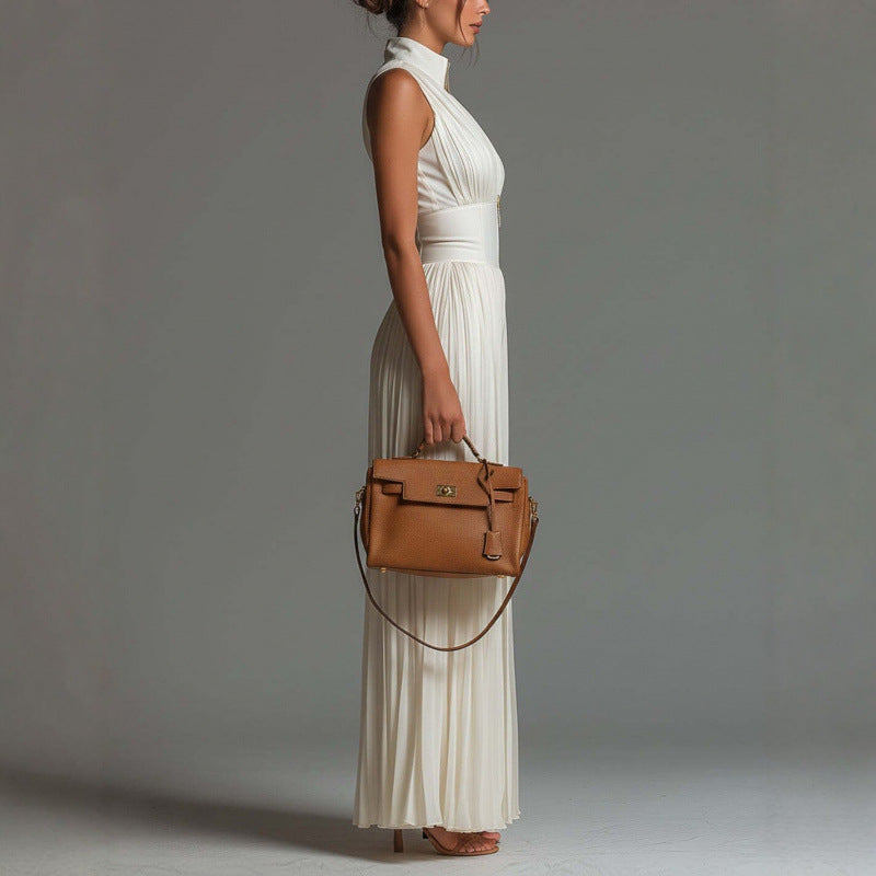 Elegant Pleated Halter Neck Wide-Leg Jumpsuit