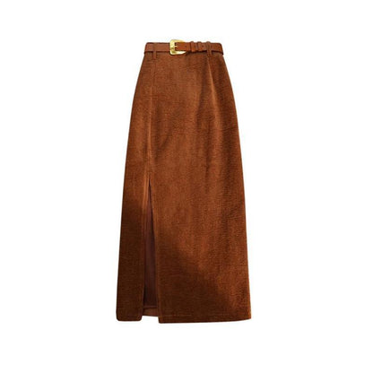 Hip-wrapped A- Line Corduroy Skirt