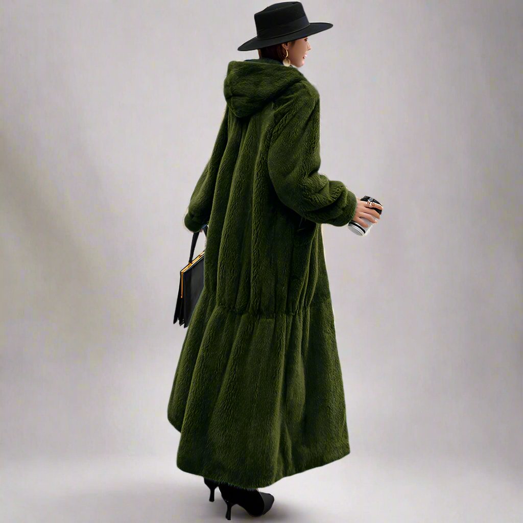 Hooded Long Fur Coat