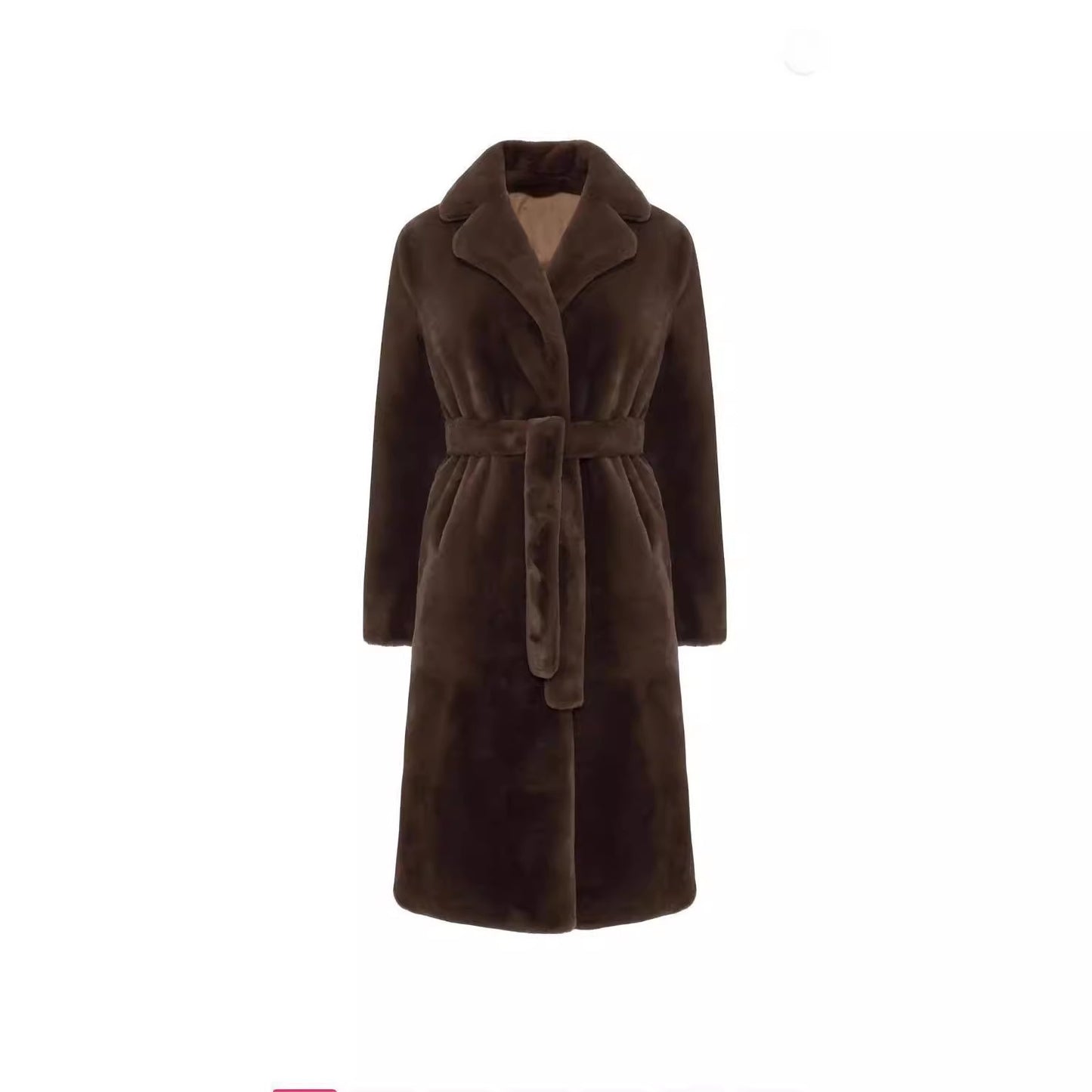 Thickened Long Plush Trench Coat