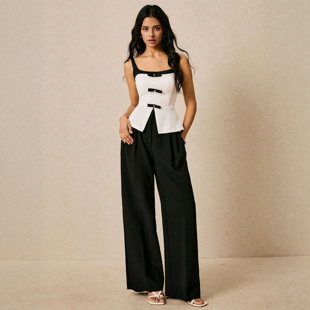 Stylish Commuter Color-blocked Waist-cinching Vest