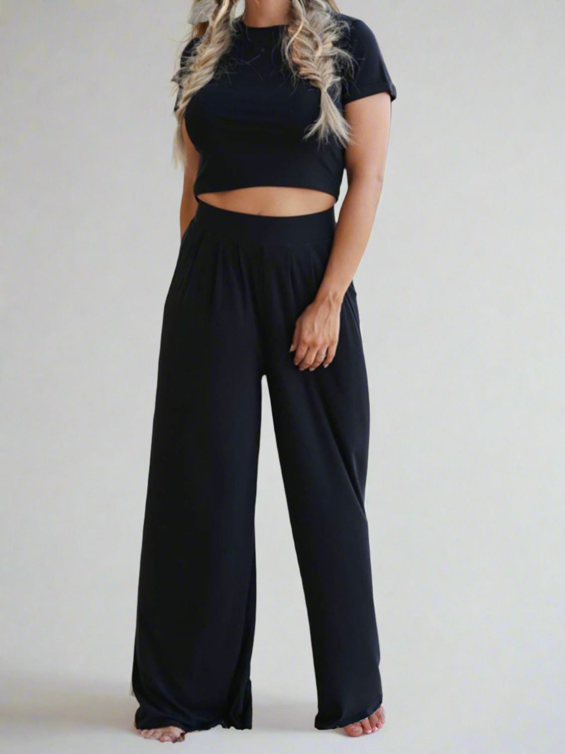 Loungewear Top and Pocketed Pants Set