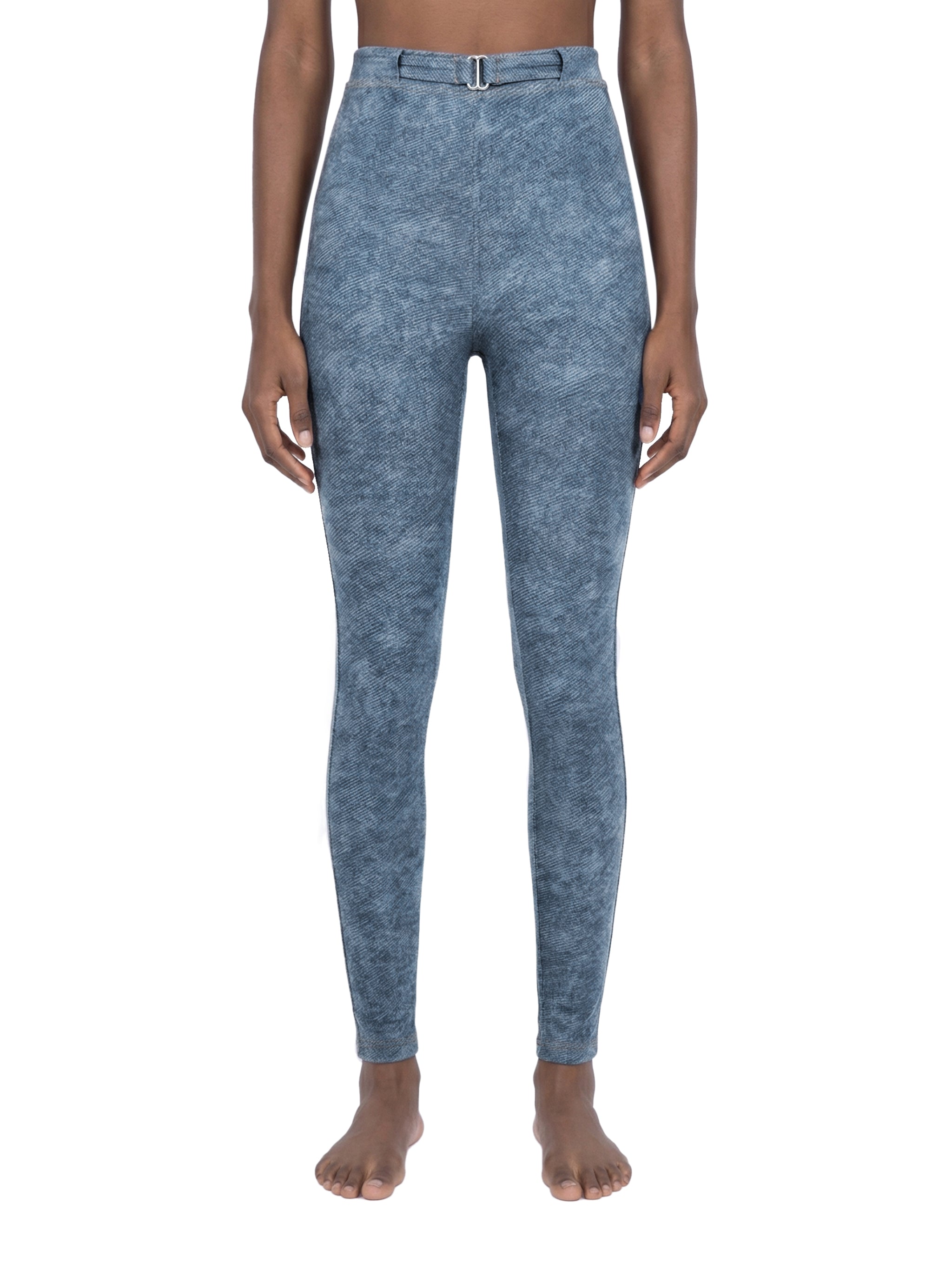 Faux Denim Zip-Fly Leggings